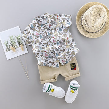 Baby Boys 2Pc Summer Set. Stylish Short Sleeve Shirt & Shorts. Ages 12M-4T